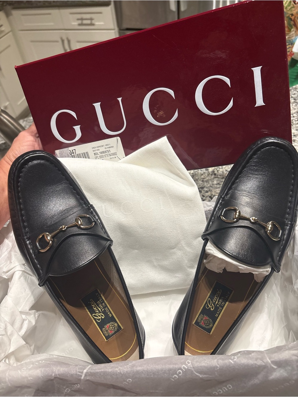 Gucci Black Leather Horsebit Slip-On Loafers
